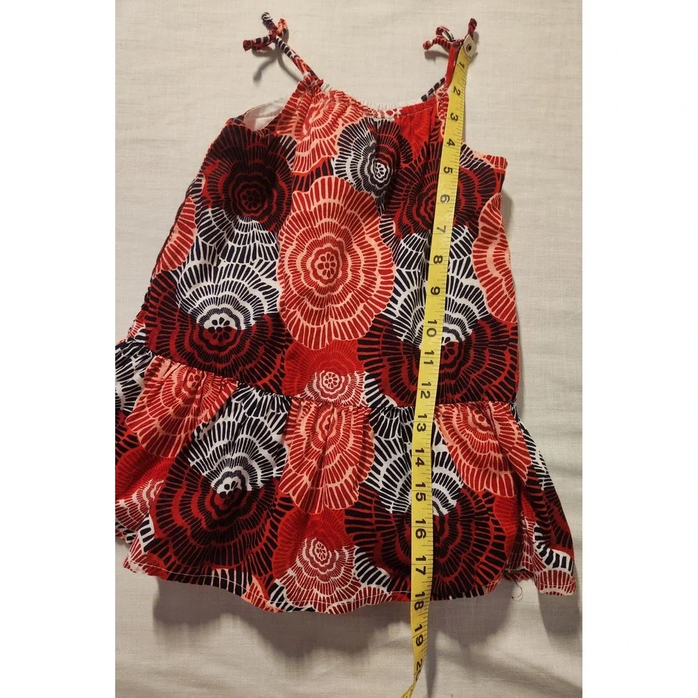 Old Navy Girls 18-24 Months Dress Red Blue Sleeveless Sun Dress Floral Patriotic